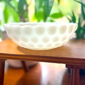 Vintage Anchor Hocking White Milk Glass Bubble Bowl
